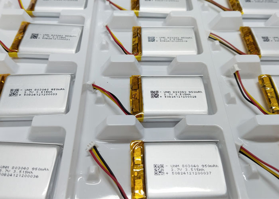 3.7V 950mAh 803040 باتری لیتیوم یون پلیمر با مولکس 51021-3P برای الکترونیک بیرونی