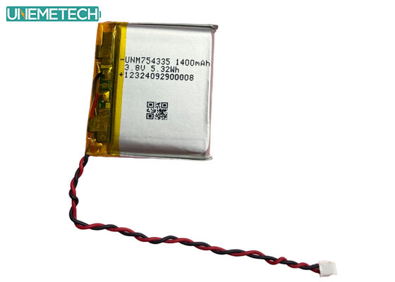 کیفیت 4.35 ولت باتری های لیپو ولتاژ بالا 754335 3.8 ولت 1400mAh باتری لیتیوم پلیمر قابل شارژ کارخانه