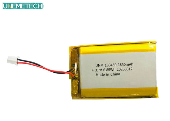 کیفیت 103450 3.7V 1850mAh باتری لیپو شارژ پذیر IEC62133 UN38.3 MSDS باتری لیتیوم پلیمری تایید شده کارخانه